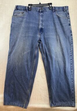Men's RK Real Work Wear Relaxed Straight Med Wash Blue Denim Jeans ACTUAL 46x27